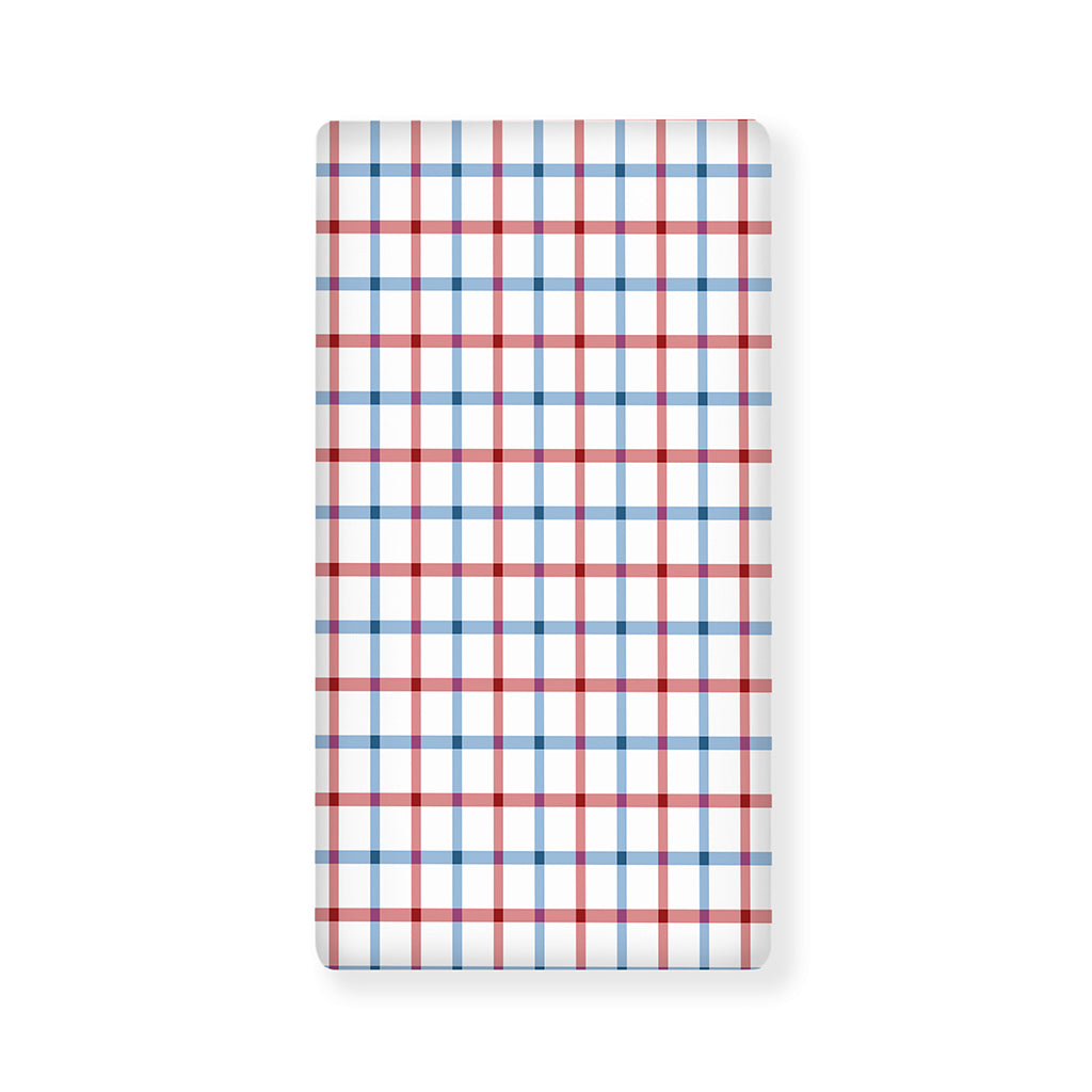 Red And Blue Tattersall Pattern Print Baby Crib Sheet