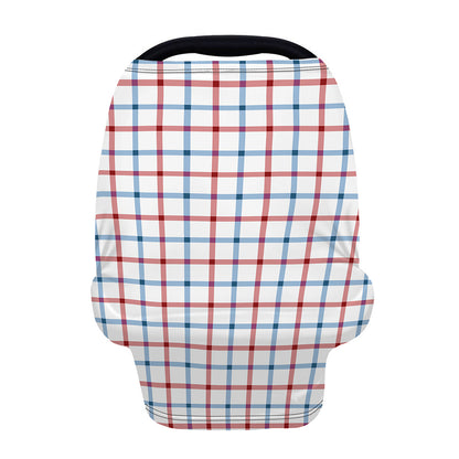 Red And Blue Tattersall Pattern Print Baby Seat Cover