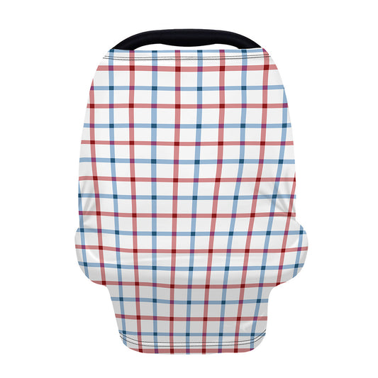 Red And Blue Tattersall Pattern Print Baby Seat Cover