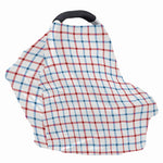 Red And Blue Tattersall Pattern Print Baby Seat Cover