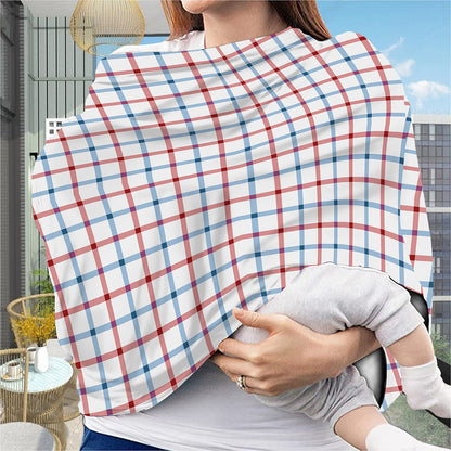 Red And Blue Tattersall Pattern Print Baby Seat Cover