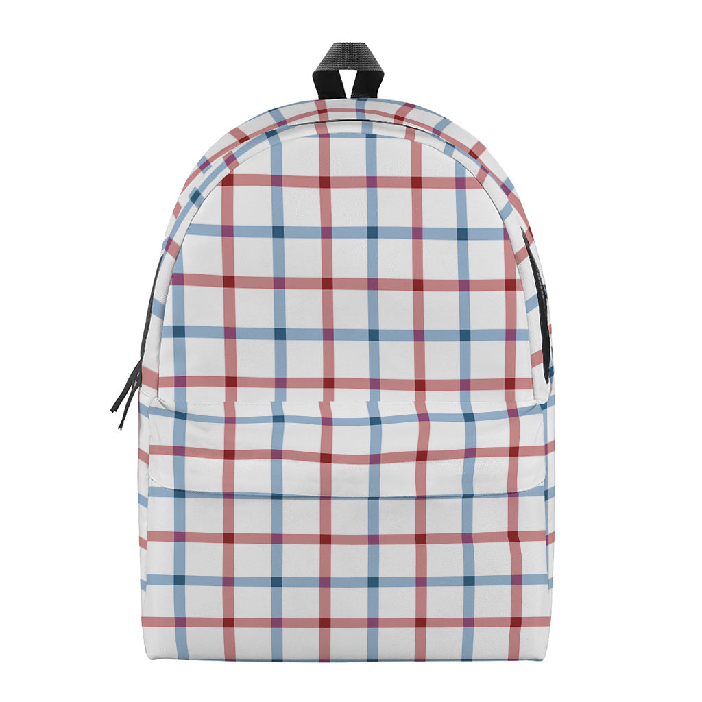 Red And Blue Tattersall Pattern Print Backpack
