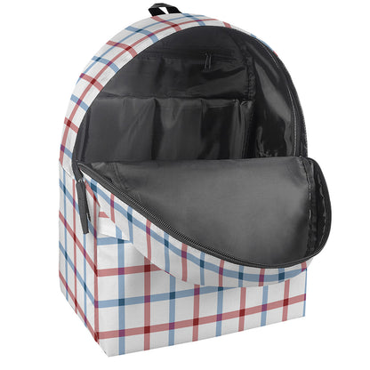 Red And Blue Tattersall Pattern Print Backpack
