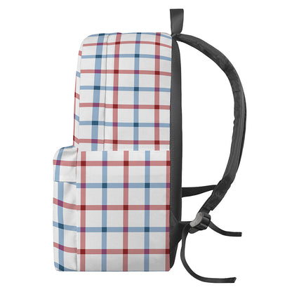 Red And Blue Tattersall Pattern Print Backpack