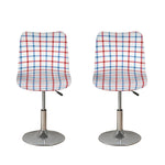 Red And Blue Tattersall Pattern Print Bar Stool Covers