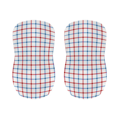 Red And Blue Tattersall Pattern Print Bar Stool Covers