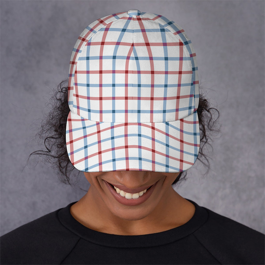 Red And Blue Tattersall Pattern Print Baseball Cap