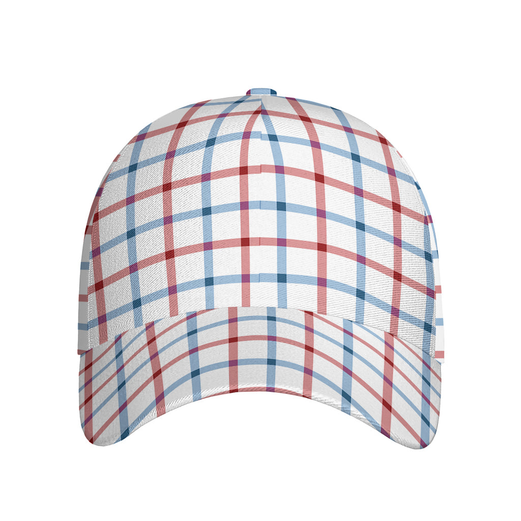Red And Blue Tattersall Pattern Print Baseball Cap