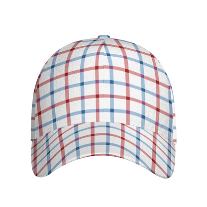 Red And Blue Tattersall Pattern Print Baseball Cap
