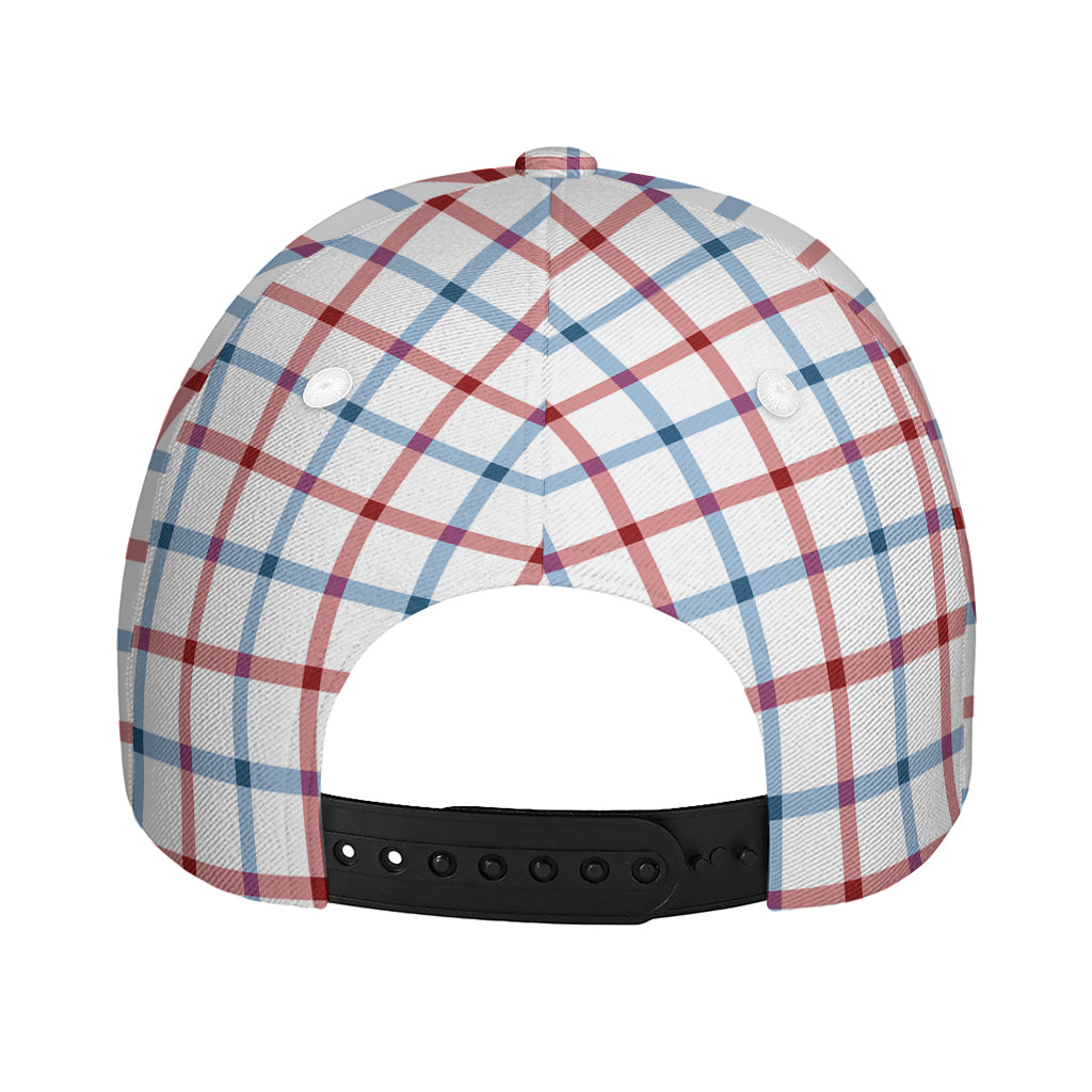 Red And Blue Tattersall Pattern Print Baseball Cap