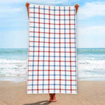 Red And Blue Tattersall Pattern Print Beach Towel