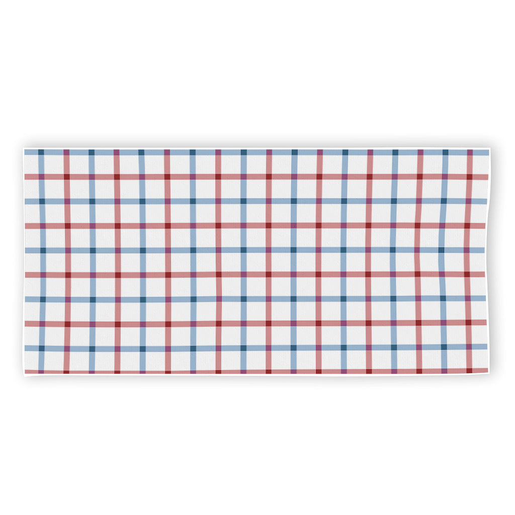 Red And Blue Tattersall Pattern Print Beach Towel