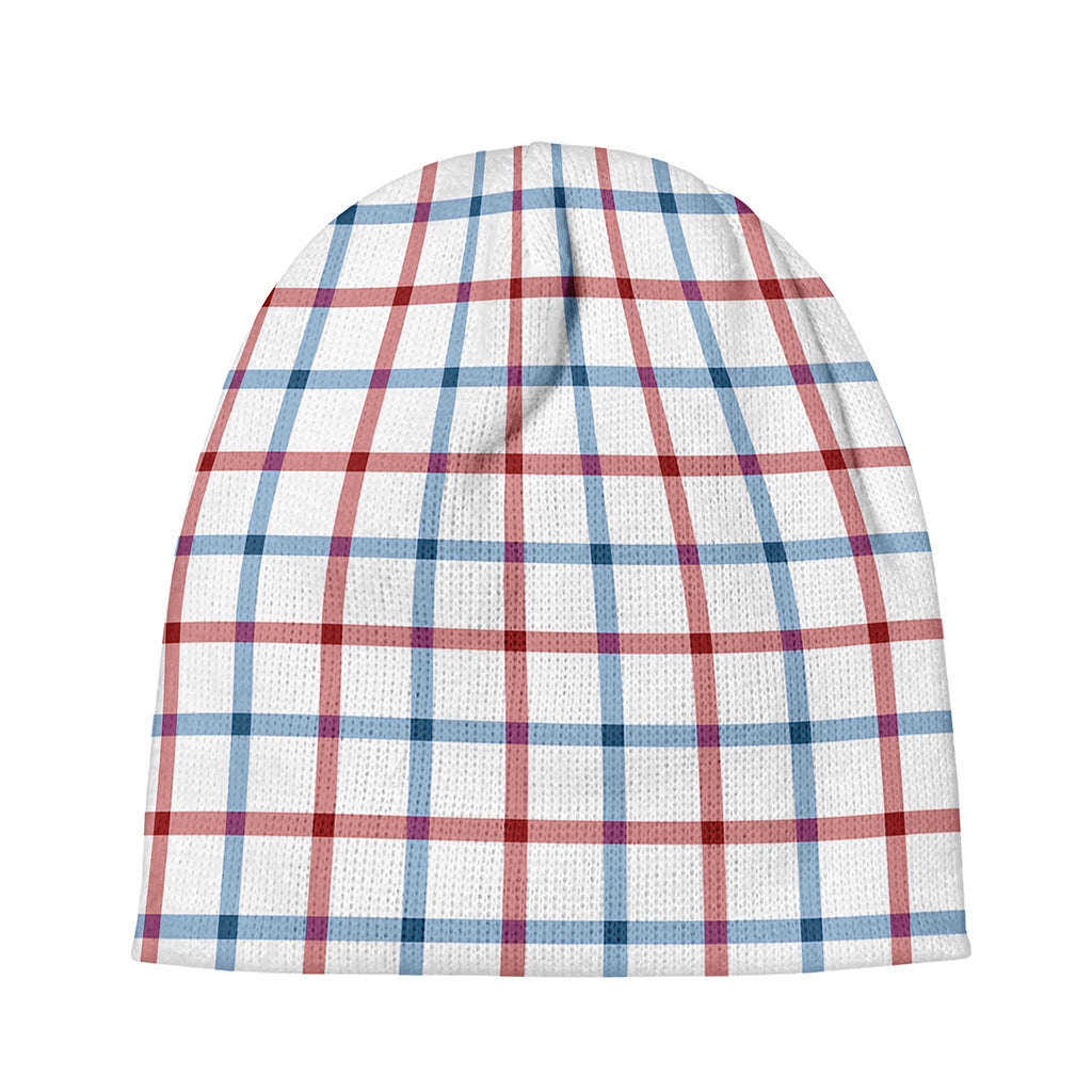 Red And Blue Tattersall Pattern Print Beanie