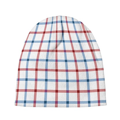 Red And Blue Tattersall Pattern Print Beanie