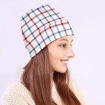 Red And Blue Tattersall Pattern Print Beanie