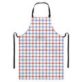Red And Blue Tattersall Pattern Print Bib Apron With Pocket