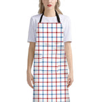 Red And Blue Tattersall Pattern Print Bib Apron With Pocket