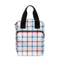Red And Blue Tattersall Pattern Print Bible Tote Bag