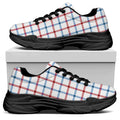 Red And Blue Tattersall Pattern Print Black Chunky Shoes