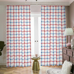 Red And Blue Tattersall Pattern Print Blackout Pencil Pleat Curtains