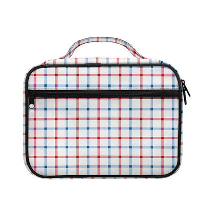 Red And Blue Tattersall Pattern Print Briefcase Bible Bag