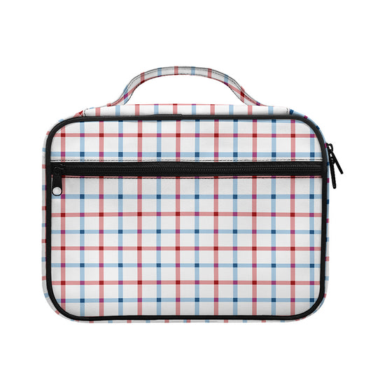 Red And Blue Tattersall Pattern Print Briefcase Bible Bag