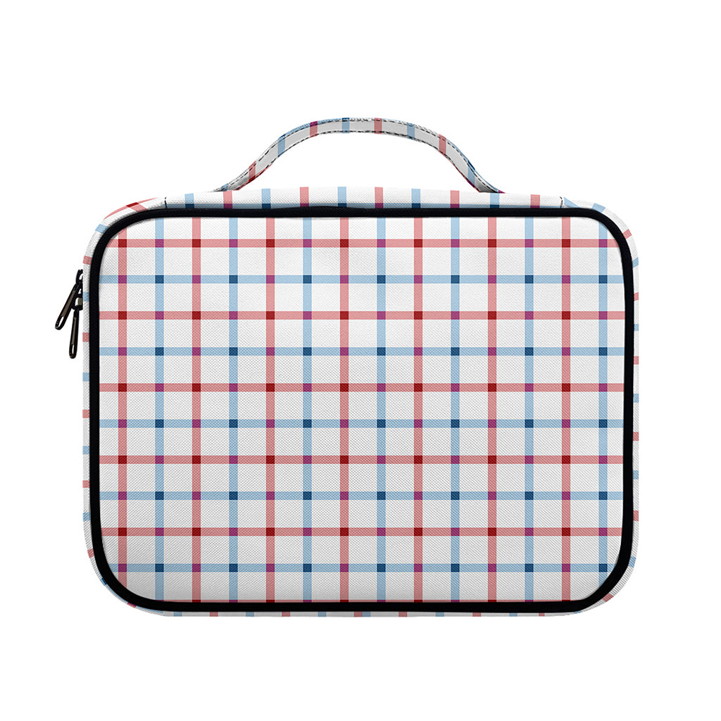 Red And Blue Tattersall Pattern Print Briefcase Bible Bag