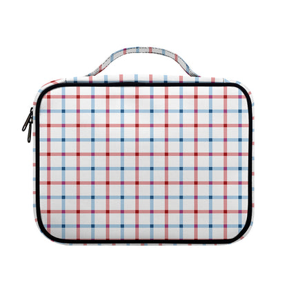 Red And Blue Tattersall Pattern Print Briefcase Bible Bag