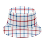 Red And Blue Tattersall Pattern Print Bucket Hat