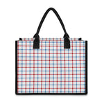 Red And Blue Tattersall Pattern Print Canvas Tote Bag