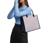 Red And Blue Tattersall Pattern Print Canvas Tote Bag