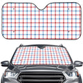 Red And Blue Tattersall Pattern Print Car Windshield Sun Shade