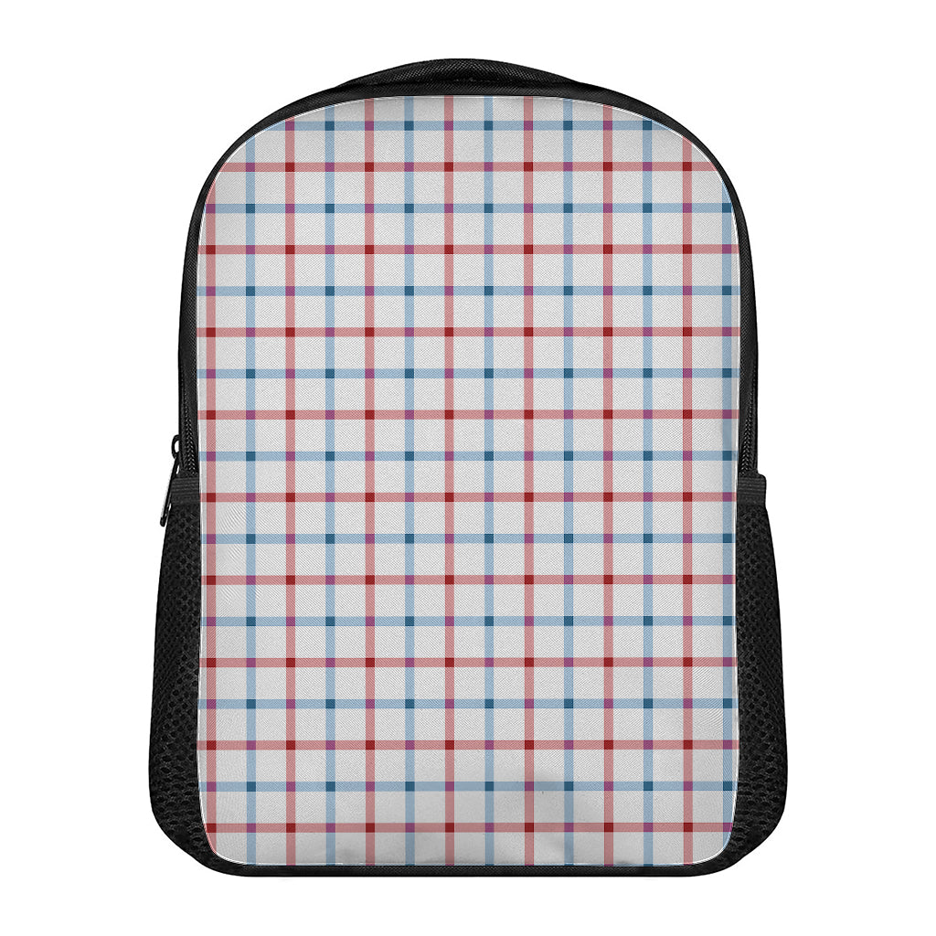 Red And Blue Tattersall Pattern Print Casual Backpack