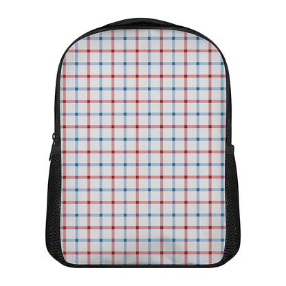Red And Blue Tattersall Pattern Print Casual Backpack