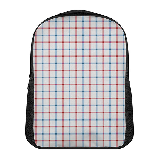 Red And Blue Tattersall Pattern Print Casual Backpack