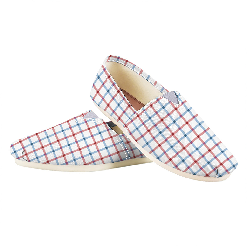 Red And Blue Tattersall Pattern Print Casual Shoes