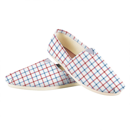 Red And Blue Tattersall Pattern Print Casual Shoes
