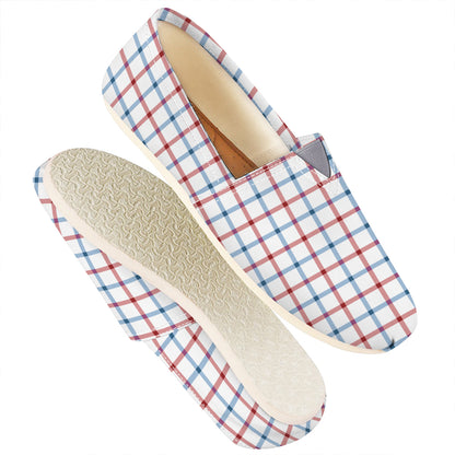 Red And Blue Tattersall Pattern Print Casual Shoes