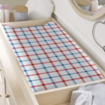 Red And Blue Tattersall Pattern Print Changing Pad Cover