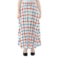 Red And Blue Tattersall Pattern Print Chiffon Maxi Skirt