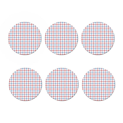 Red And Blue Tattersall Pattern Print Coaster Set