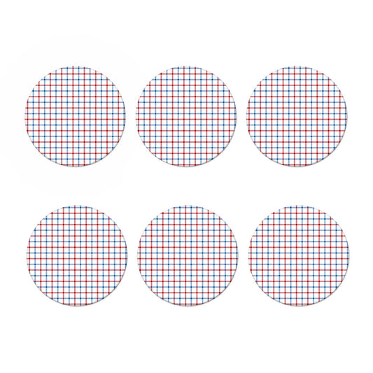 Red And Blue Tattersall Pattern Print Coaster Set