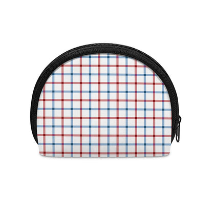 Red And Blue Tattersall Pattern Print Coin Purse
