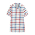 Red And Blue Tattersall Pattern Print Cotton Hawaiian Shirt