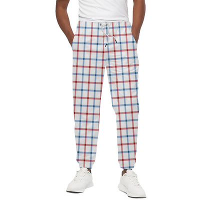 Red And Blue Tattersall Pattern Print Cotton Pants