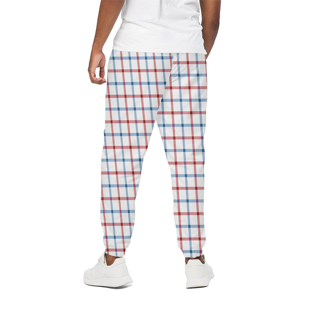 Red And Blue Tattersall Pattern Print Cotton Pants
