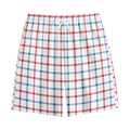 Red And Blue Tattersall Pattern Print Cotton Shorts