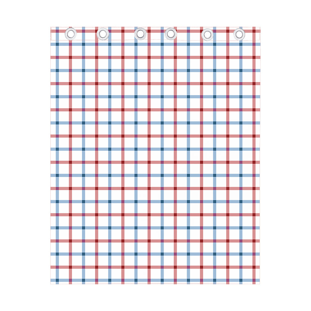 Red And Blue Tattersall Pattern Print Curtain