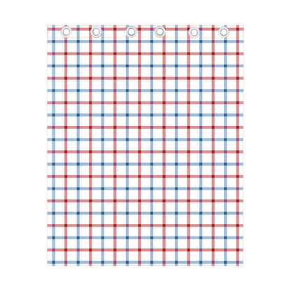 Red And Blue Tattersall Pattern Print Curtain