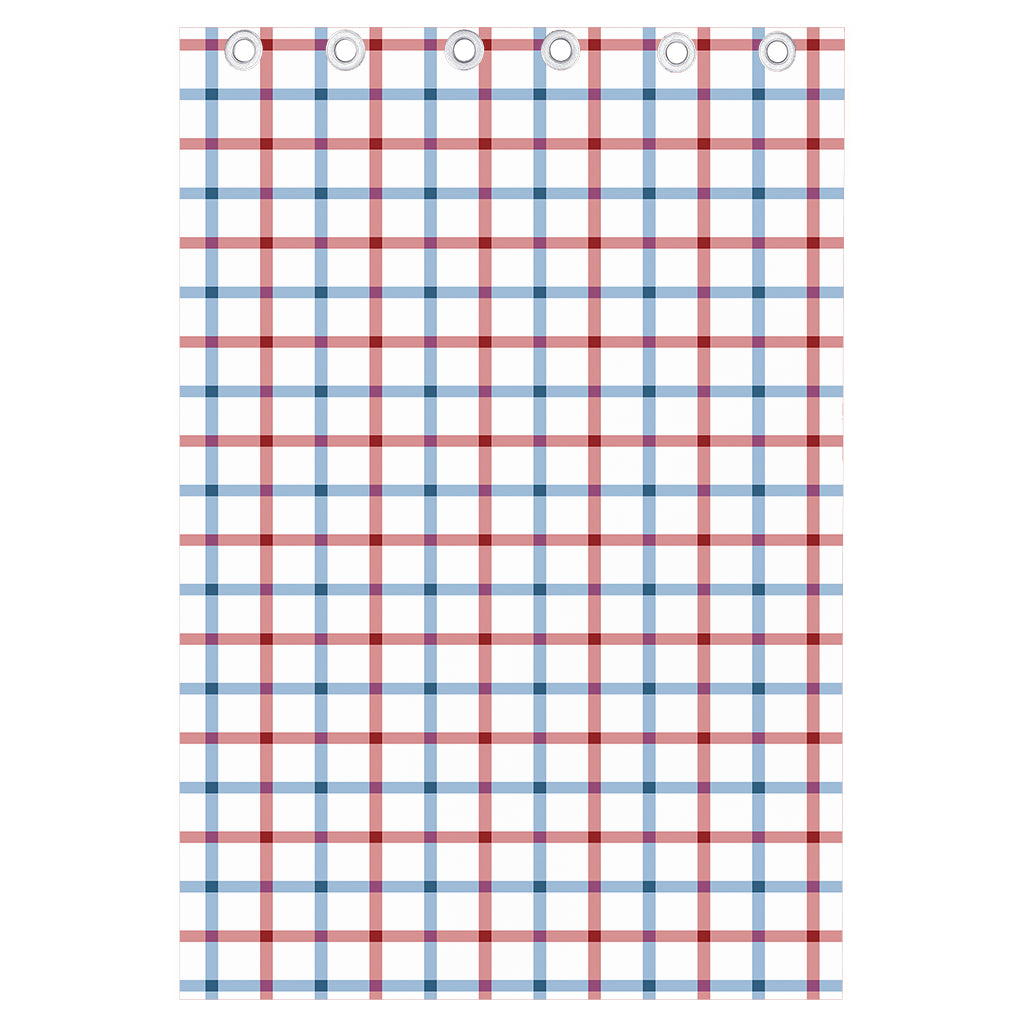 Red And Blue Tattersall Pattern Print Curtain